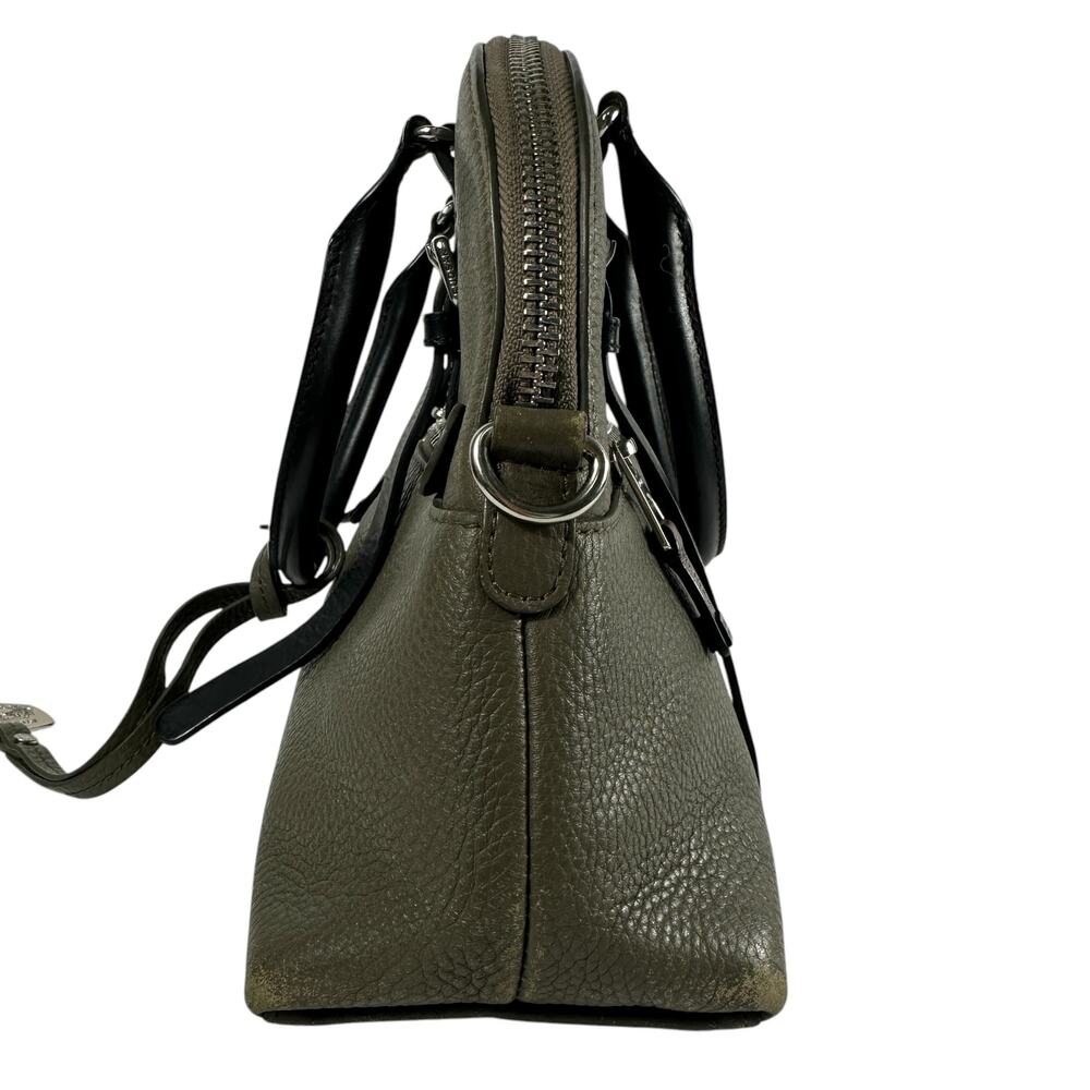 RUDSAK Genuine Leather Pebbled Moss Green Black Top Handle Satchel Shoulder Bag - Picture 14 of 16